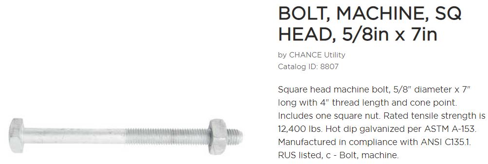 7in 5/8 Machine Bolt